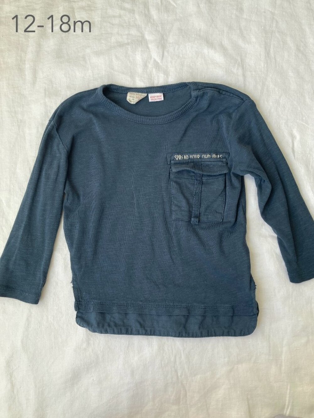 🪴5/$30 Zara 12-18 Months Toddler Blue Thin Long Sleeve Fall Winter